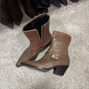 Dolce Vita Brown Textured Ankle Booties
